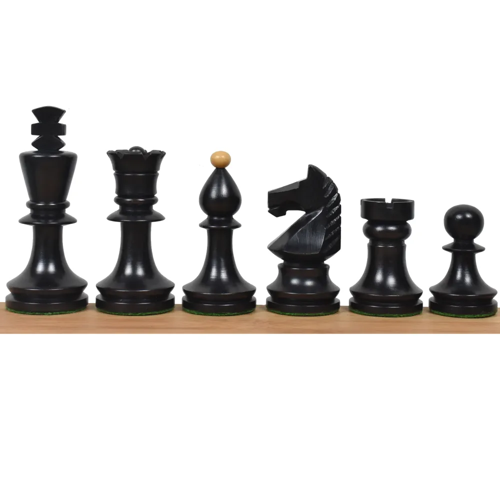 Jeu d'échecs roumain hongrois 3.8" - Pièces d'échecs uniquement - buis ébénisé lesté
