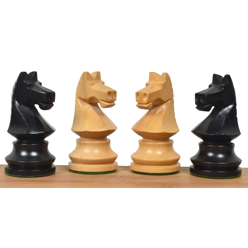 Jeu d'échecs roumain hongrois 3.8" - Pièces d'échecs uniquement - buis ébénisé lesté