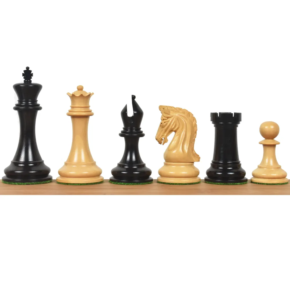 Jeu d'échecs Sinquefield Staunton Repro 2016 - Pièces d'échecs uniquement - Bois d'ébène - Poids tripartite