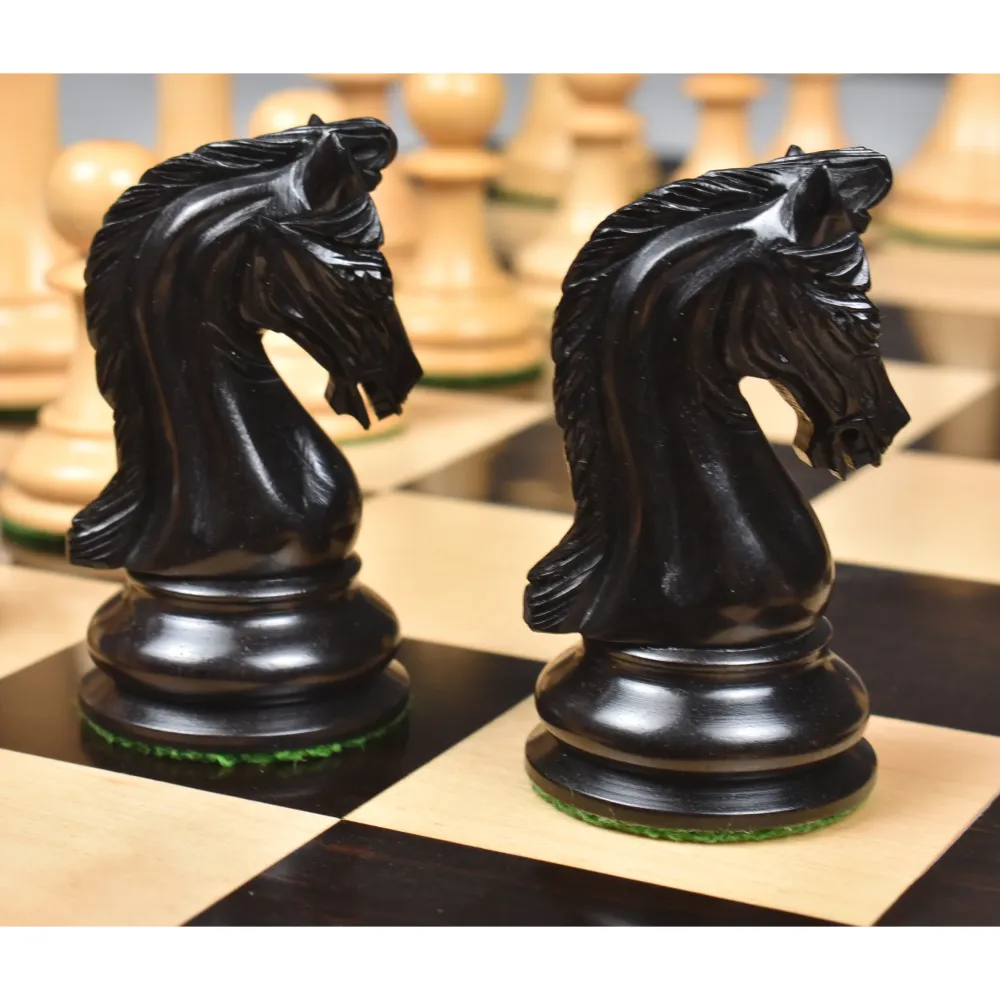 Jeu d'échecs Sinquefield Staunton Repro 2016 - Pièces d'échecs uniquement - Bois d'ébène - Poids tripartite