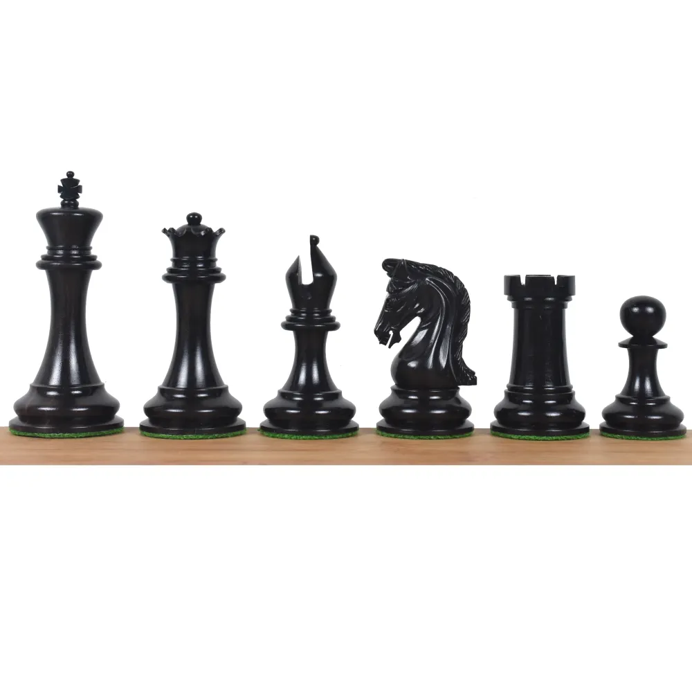 Jeu d'échecs Sinquefield Staunton Repro 2016 - Pièces d'échecs uniquement - Bois d'ébène - Poids tripartite