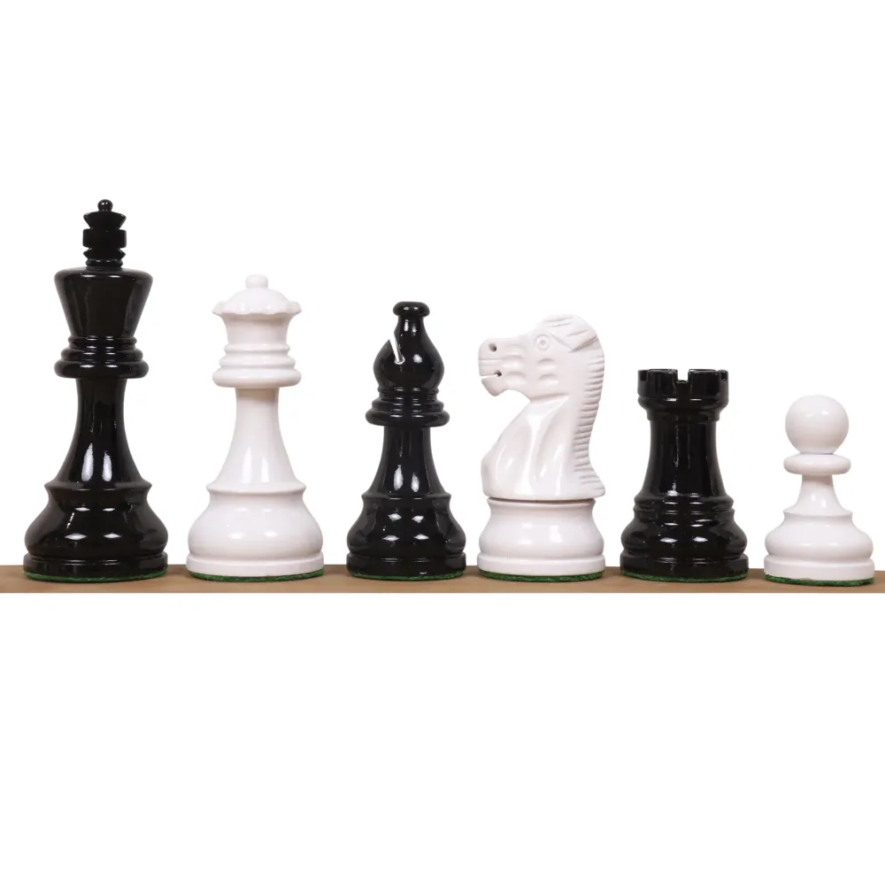 Jeu d'échecs Staunton peint en noir et blanc ivoire 3.8" - Pièces d'échecs uniquement - Buis lesté