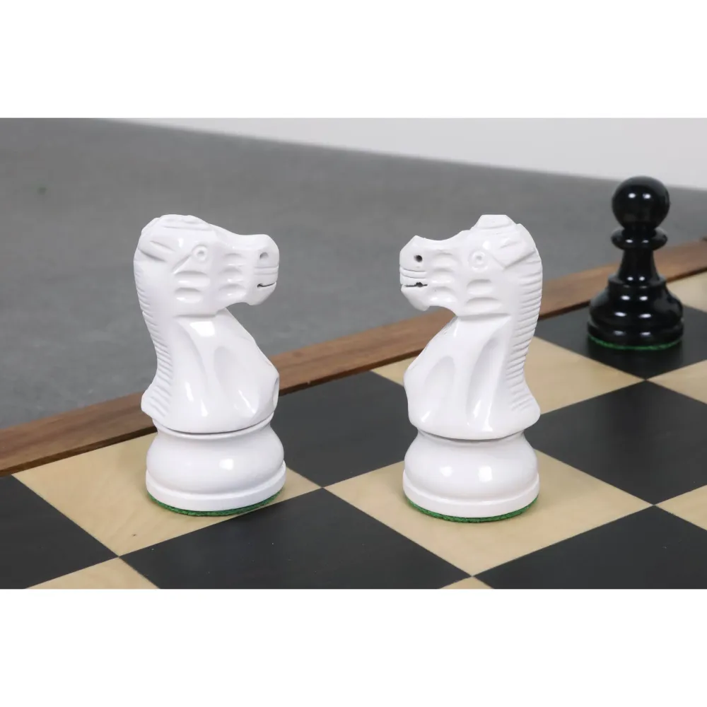 Jeu d'échecs Staunton peint en noir et blanc ivoire 3.8" - Pièces d'échecs uniquement - Buis lesté