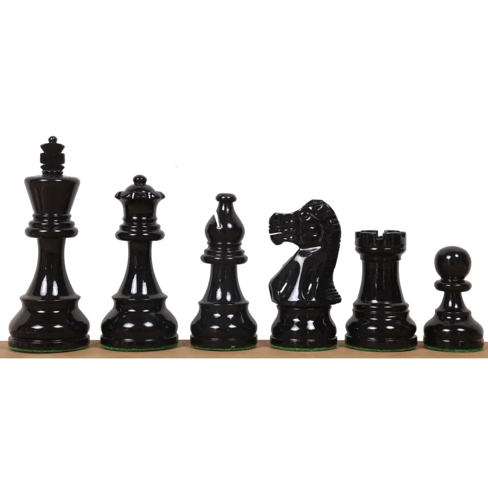 Jeu d'échecs Staunton peint en noir et blanc ivoire 3.8" - Pièces d'échecs uniquement - Buis lesté