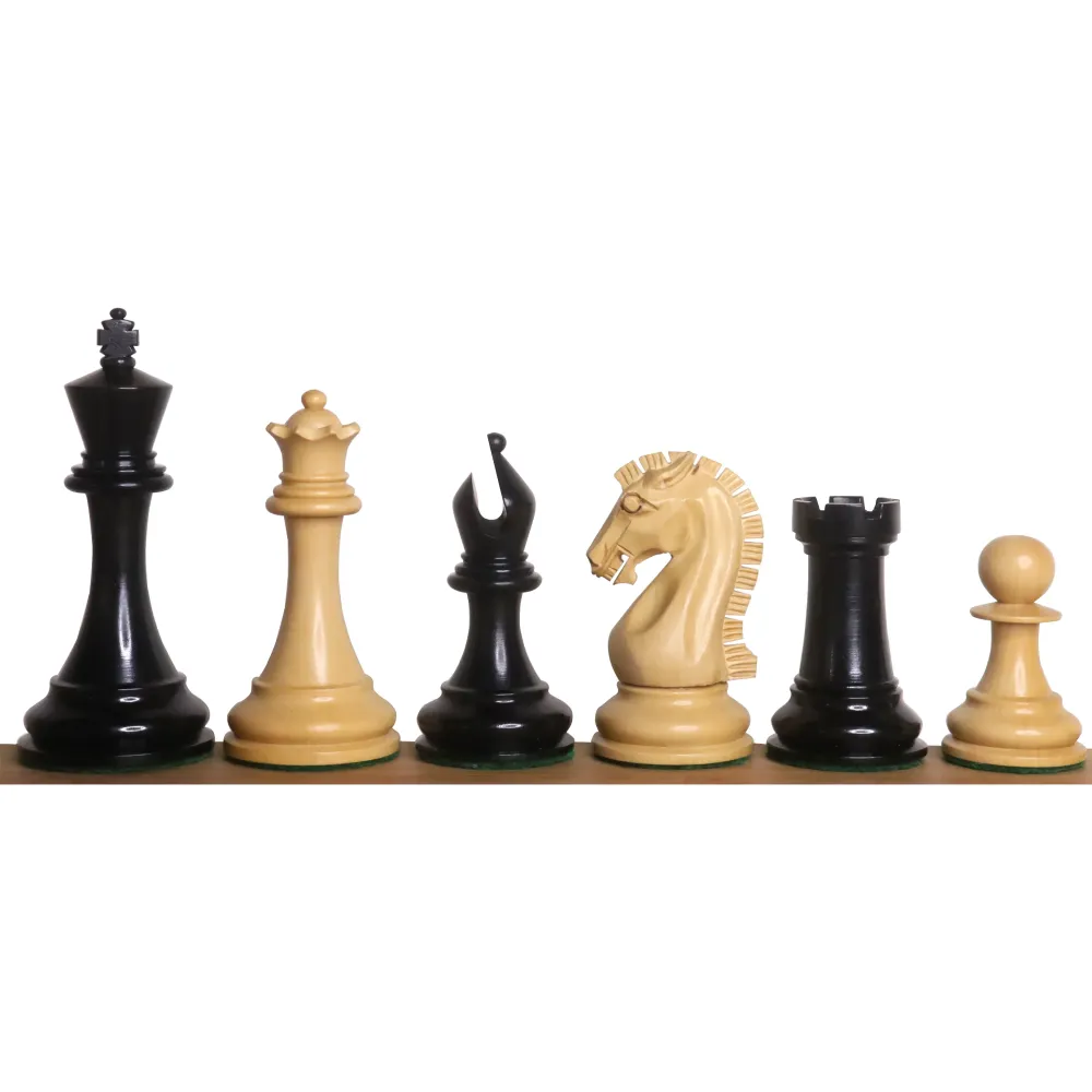 Jeu d'échecs Staunton Reproduced 2021 Sinquefield Cup légèrement imparfait - Pièces d'échecs uniquement - Bois d'ébène tri...