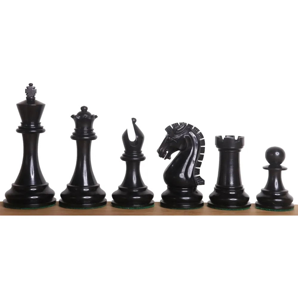 Jeu d'échecs Staunton Reproduced 2021 Sinquefield Cup légèrement imparfait - Pièces d'échecs uniquement - Bois d'ébène tri...
