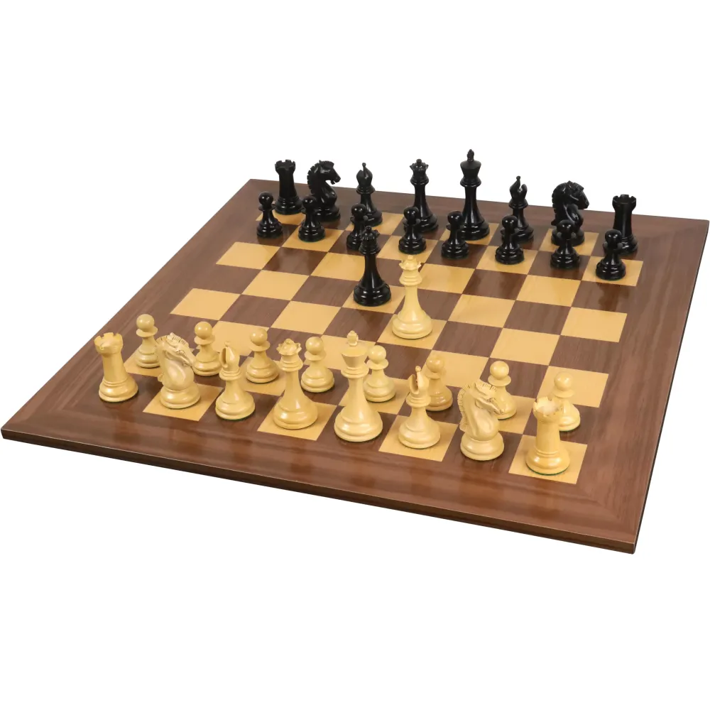 Jeu d'échecs Staunton Reproduced 2021 Sinquefield Cup légèrement imparfait - Pièces d'échecs uniquement - Bois d'ébène tri...