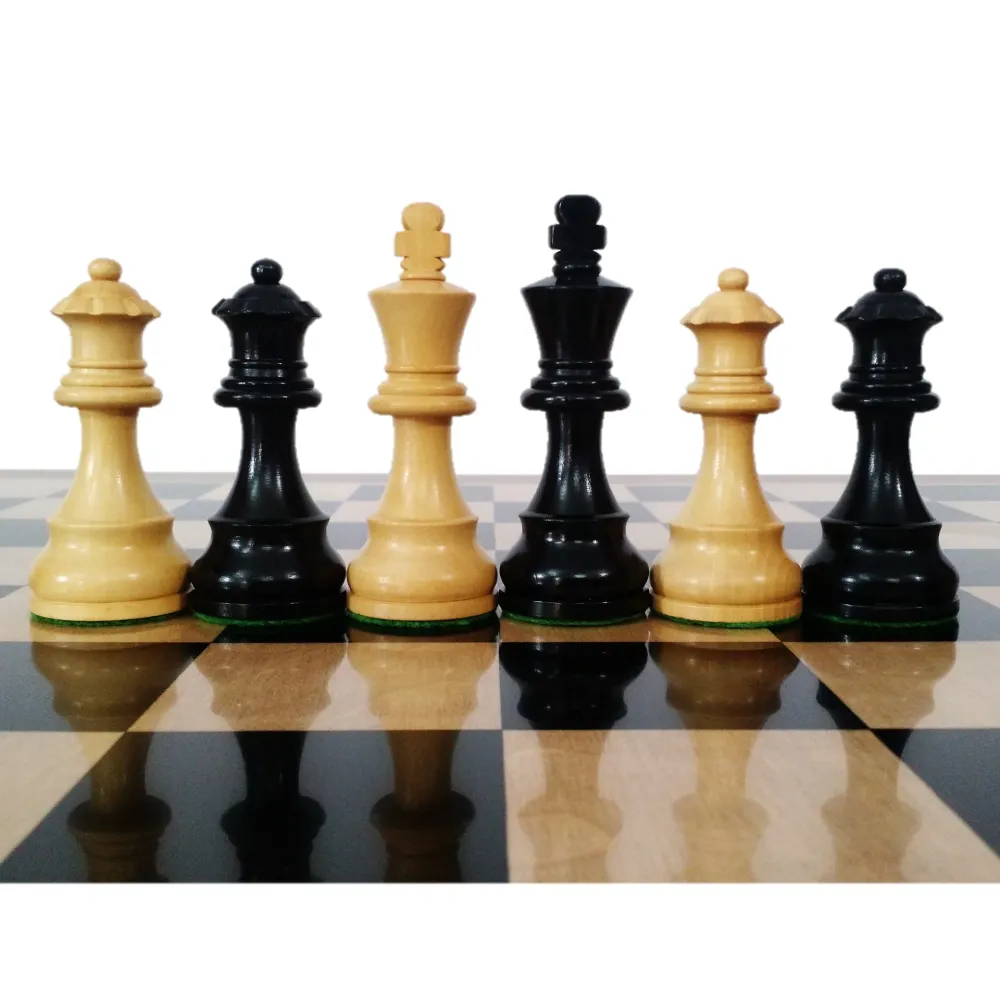 Jeu d'échecs de tournoi 3.9" légèrement imparfait - Pièces d'échecs uniquement en bois lesté ébénisé