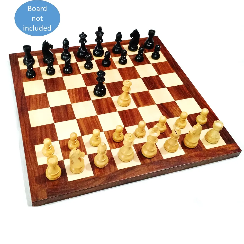 Jeu d'échecs de tournoi 3.9" légèrement imparfait - Pièces d'échecs uniquement en bois lesté ébénisé