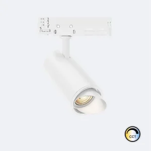 Ledkia Spot LED Fasano Cylindre Biseau 20W CCT pour Rail Triphasé No Flicker Dimmable Blanc