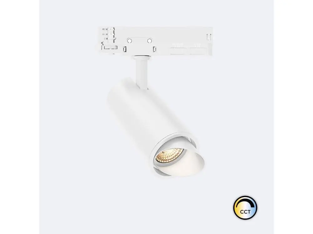 Ledkia Spot LED Fasano Cylindre Biseau 20W CCT pour Rail Triphasé No Flicker Dimmable Blanc