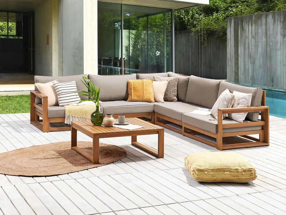 Lounge Set TIMOR FSC® Labellisé Acacia Wood Light Wood Reversible 5 Seater