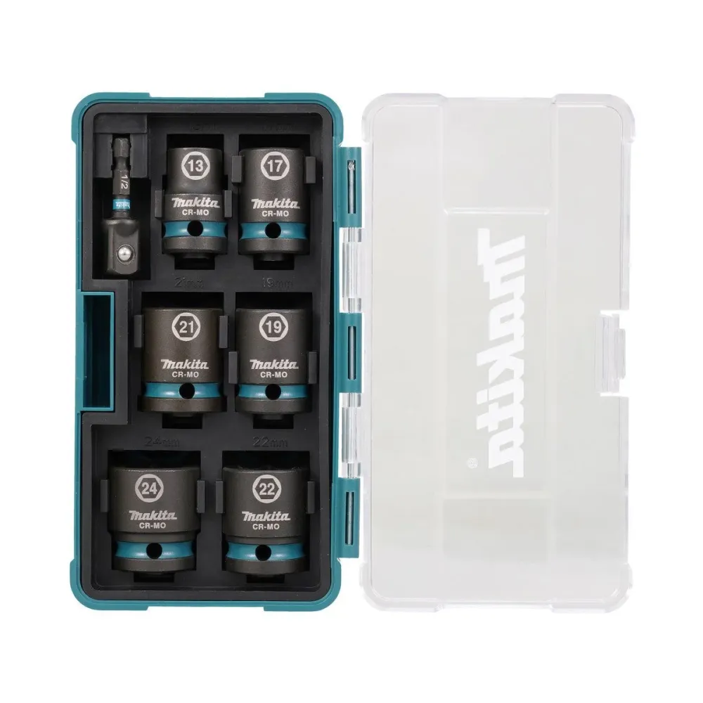 Makita E-16592 1/2" Square Drive Noir jais Impact Socket Set 7 Piece