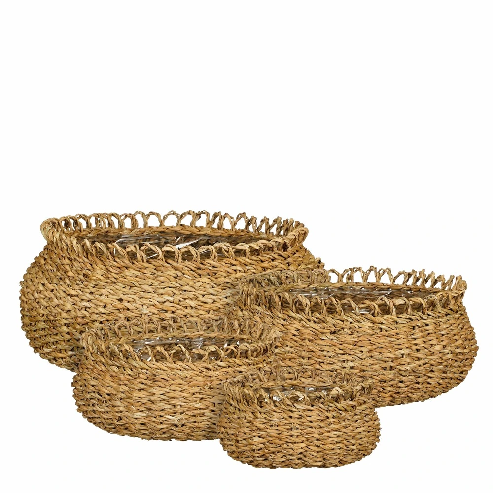 Mica decorations - lot de 4 cache-pots marron h17