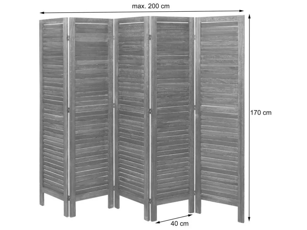 Paravent HWC-G30, cloison de séparation, pare-vue, brise-vue, style shabby chic, 170x200cm - marron