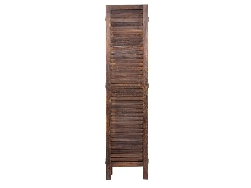 Paravent HWC-G30, cloison de séparation, pare-vue, brise-vue, style shabby chic, 170x200cm - marron