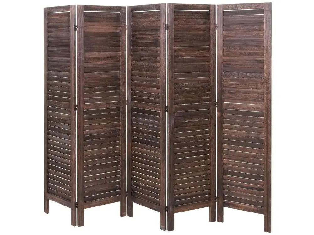 Paravent HWC-G30, cloison de séparation, pare-vue, brise-vue, style shabby chic, 170x200cm - marron
