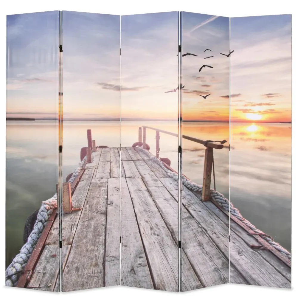 Paravent séparateur de pièce cloison de séparation décoration meuble pliable 200 cm lac 0802044