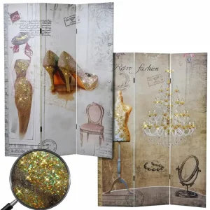 Paravent Vieux, cloison de séparation, scintillement, rétro, mode, 180x120cm