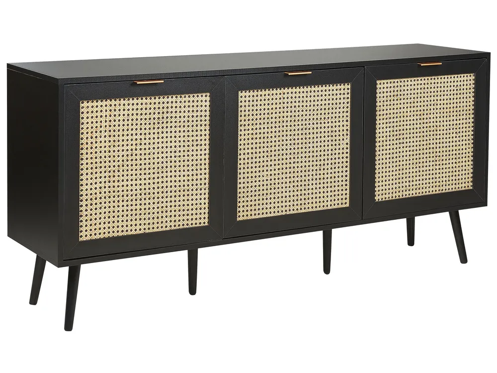 Rattan 3 Door Sideboard Noir jais OPOCO