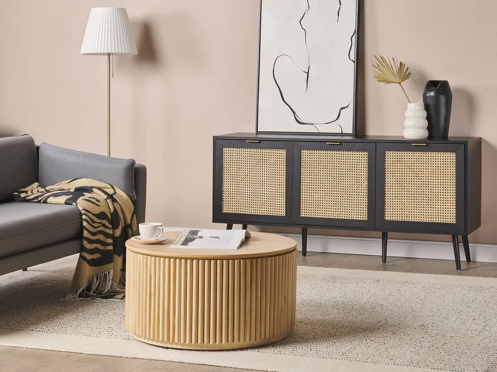 Rattan 3 Door Sideboard Noir jais OPOCO