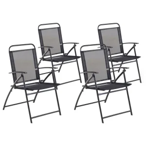 Set 4 Garden Folding Chairs Noir jais LIVO
