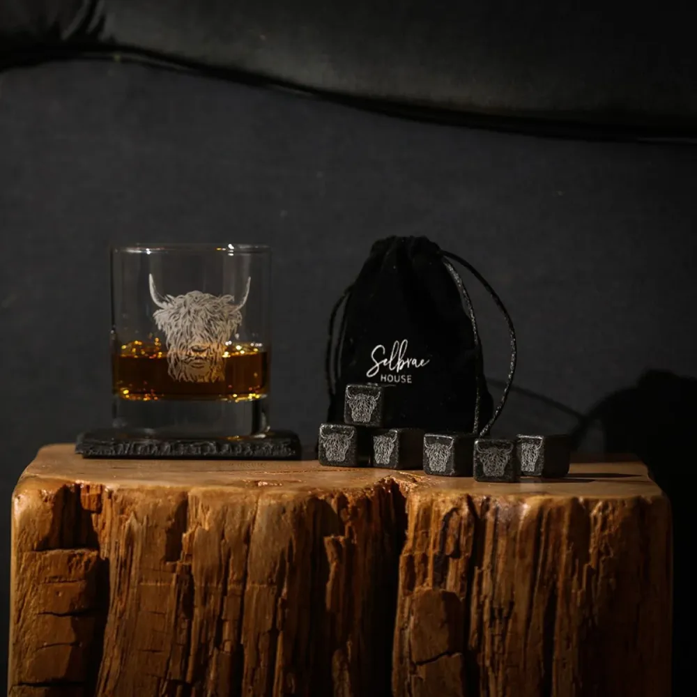 Set Selbrae de 5 pièces pour whisky et liqueurs avec boîte en bois Vache