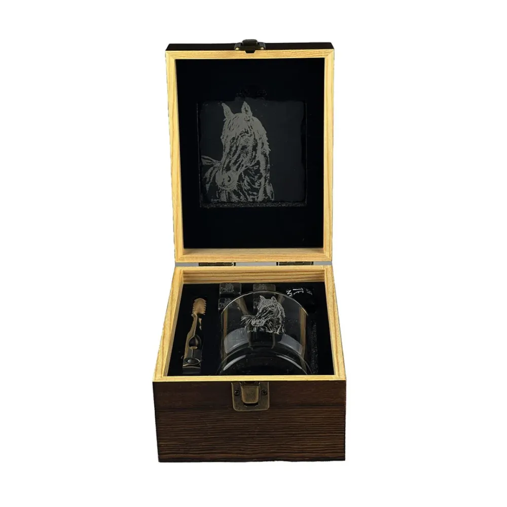 Set Selbrae de 5 pièces pour whisky et liqueurs avec boîte en bois Vache