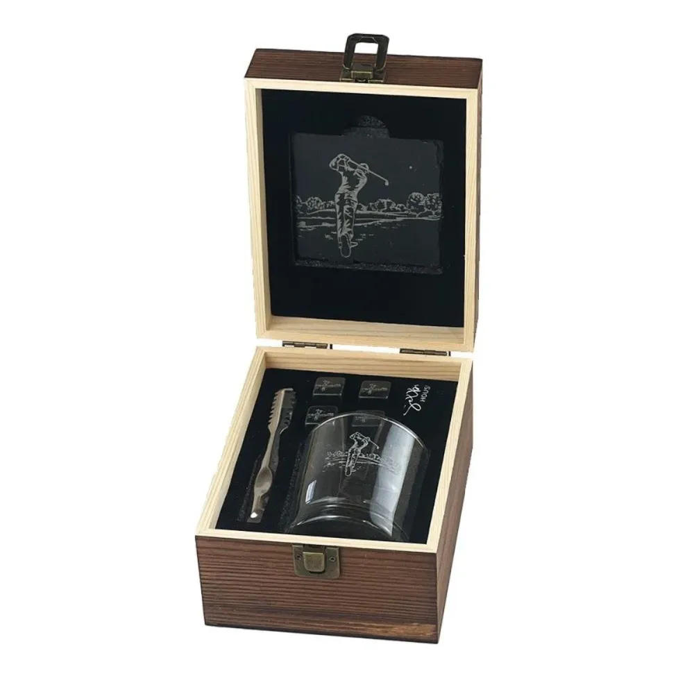 Set Selbrae de 5 pièces pour whisky et liqueurs avec boîte en bois Vache