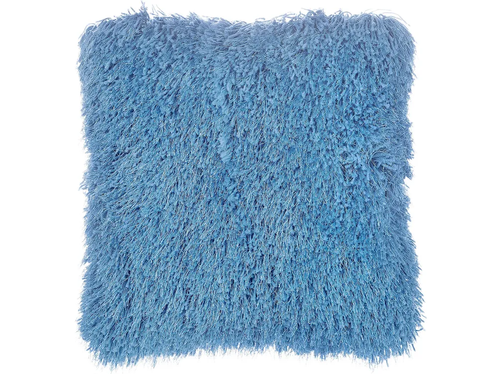 Set 2 Shaggy Cushions 45 x 45 cm Blue CIDE