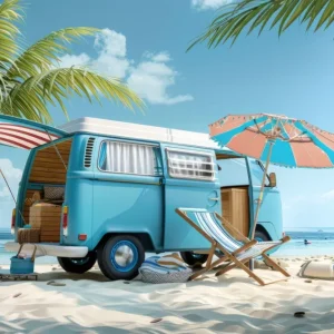 Toile de fond de Plage Été Photographie Voyage Route Voiture CJJ3-227