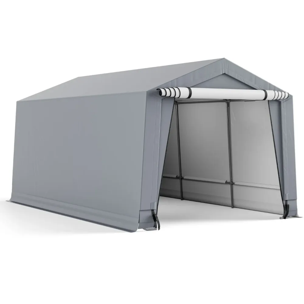 Abri garage pour voiture 290 x 490 cm tente de stockage en acier abri de voiture toutes saisons pour suv bateau 20_0007631