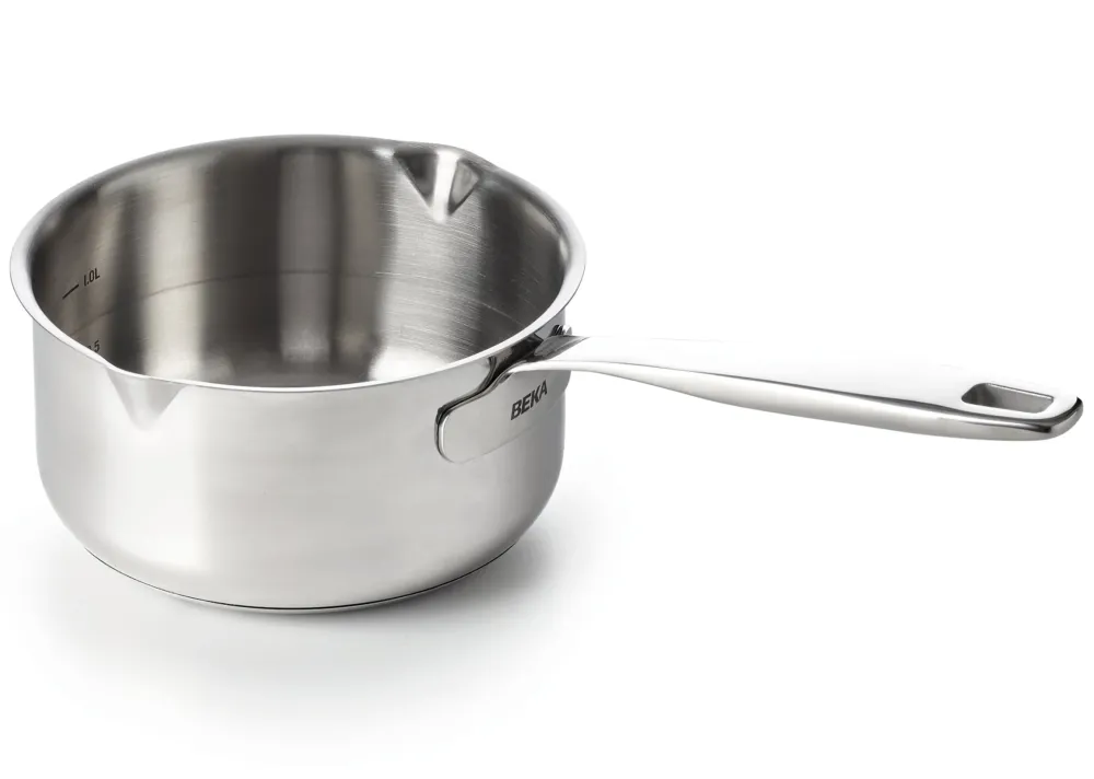 Beka Steelpan Maestro RVS met 2 giettuiten ø 14 cm / 1 liter - geschikt voor alle warmtebronnen