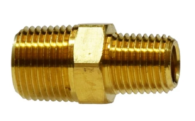 1/2" MNPTF X1" MNPTF Reducing Hex Laiton Fitting Pipe 28226