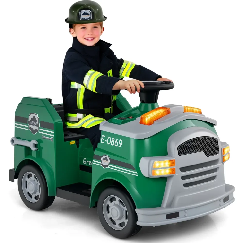 Véhicule pompier électrique 86 x 48 x 52 cm avec musique et effets sonores style actuel en PP vert 20_0014693