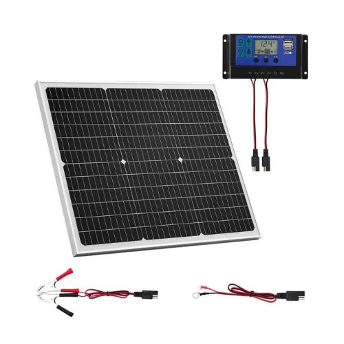 50W 12V Solar Battery Charger Maintainer, Mono Solar Panel Trickle Battery Charger Amélioré MPPT Controller