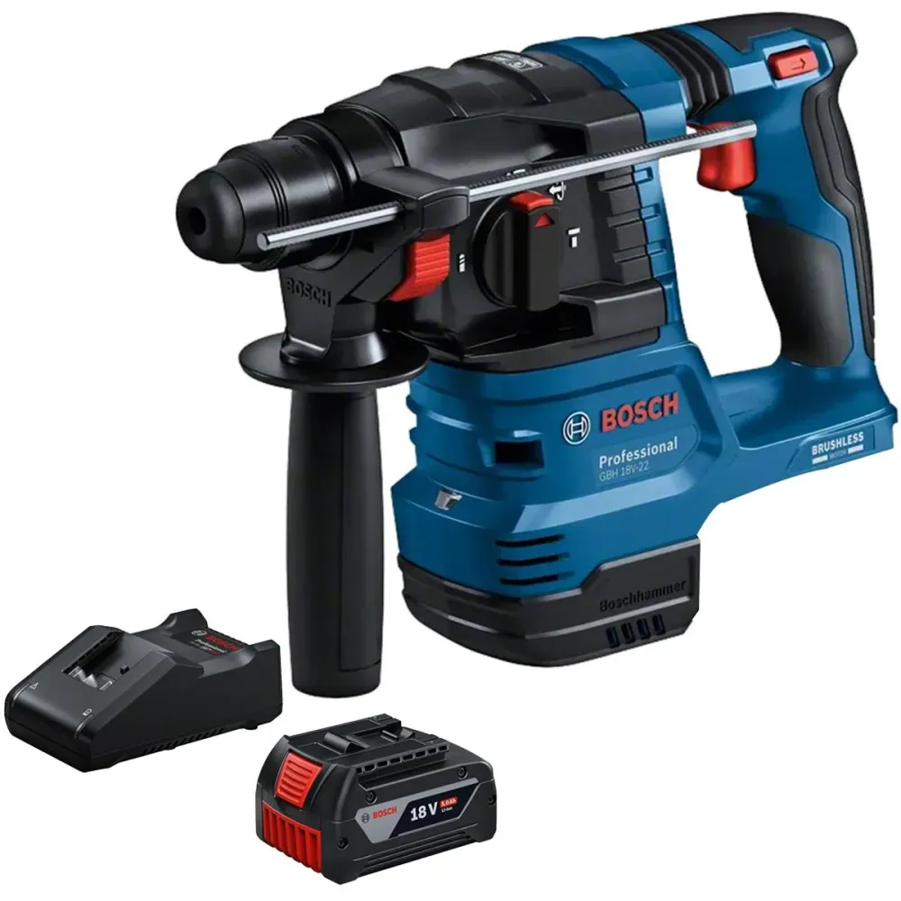 Bosch GBH 18V-22 18V Brushless SDS-Plus Rotary Hammer Drill 1 x 5.0Ah Battery & Charger