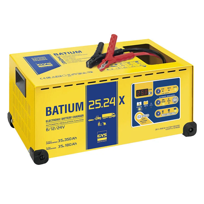 Chargeur de batterie automatique à micro-processeur - GYS BATIUM 25.24X (6V-12V-24V) en noir mat