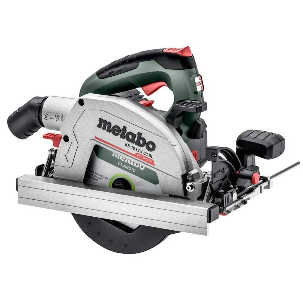 Housse de protection quad Metabo KS 18 LTX 66 BL 18V Brushless 165mm Circular Saw 1 x 8.0Ah Battery Charger & Metabox