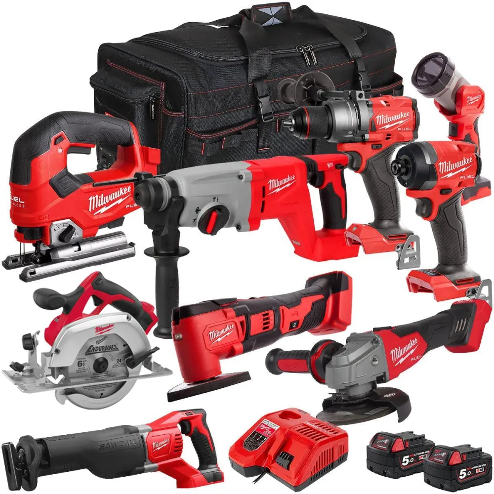 Housse de protection quad Milwaukee 18V 9 Piece Combo Kit 2 x 5.0Ah Battery & Charger T4TKIT-32232