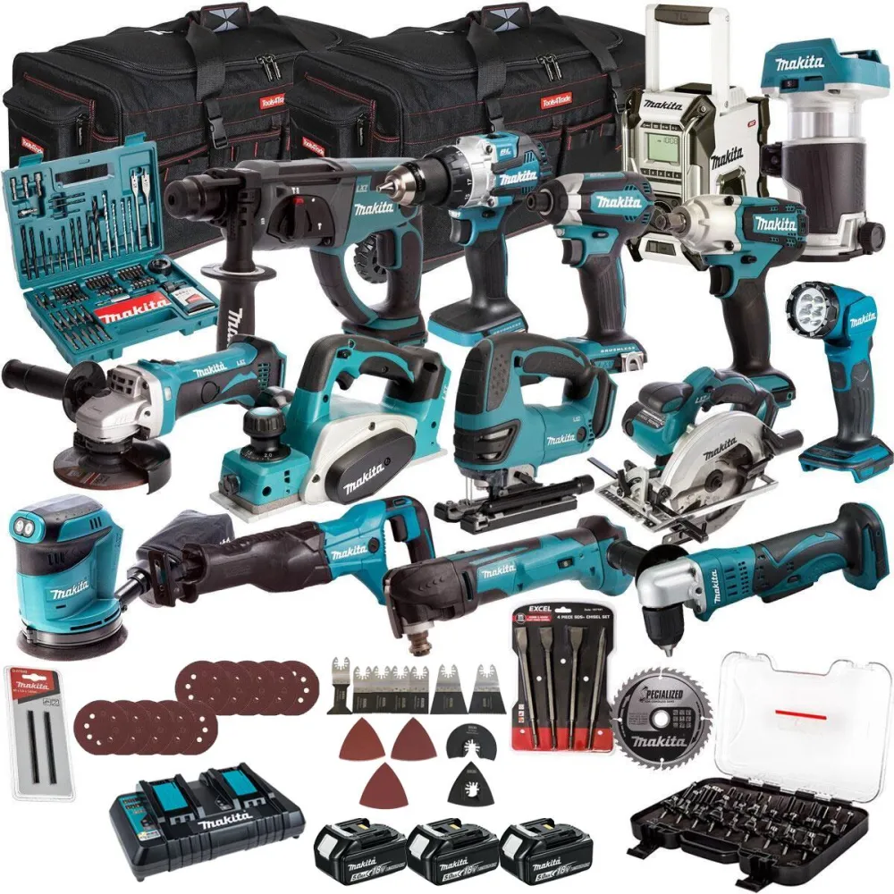 Makita 18V 15 Piece Combo Kit 3 x 5.0Ah Battery Charger & Accessories Set T4TKIT-17220