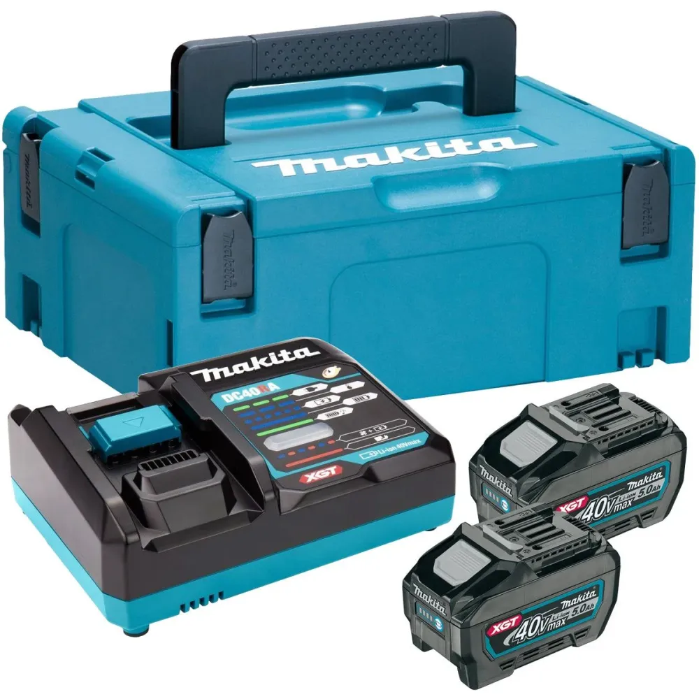 Makita 191V42-8 40V Max XGT Power Source Kit 240V 2 x 5.0Ah BL4050F Batteries, Charger & Case