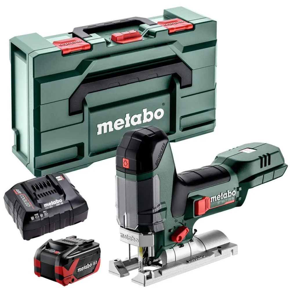Metabo ST 18 LT 130 BL 18V Brushless Jigsaw 1 x 8.0Ah Battery Charger & Metabox