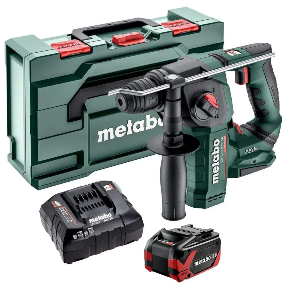Metabo BH 18 LTX BL 16 18V Brushless SDS+ Rotary Hammer 1 x 8.0Ah Battery Charger & Metabox