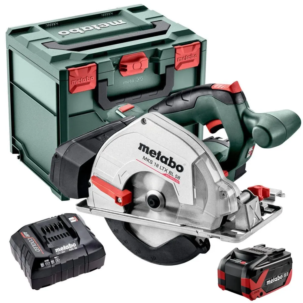 Metabo MKS 18 LTX BL 58 18V Brushless 165mm Circular Saw 1 x 8.0Ah Battery Charger & Metabox