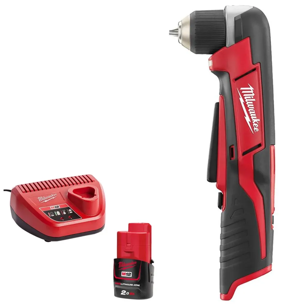 Milwaukee C12RAD-0 12V Sub Réduit Right Angle Drill Body 1 x 2.0Ah Battery & Charger par SW-MOTECH