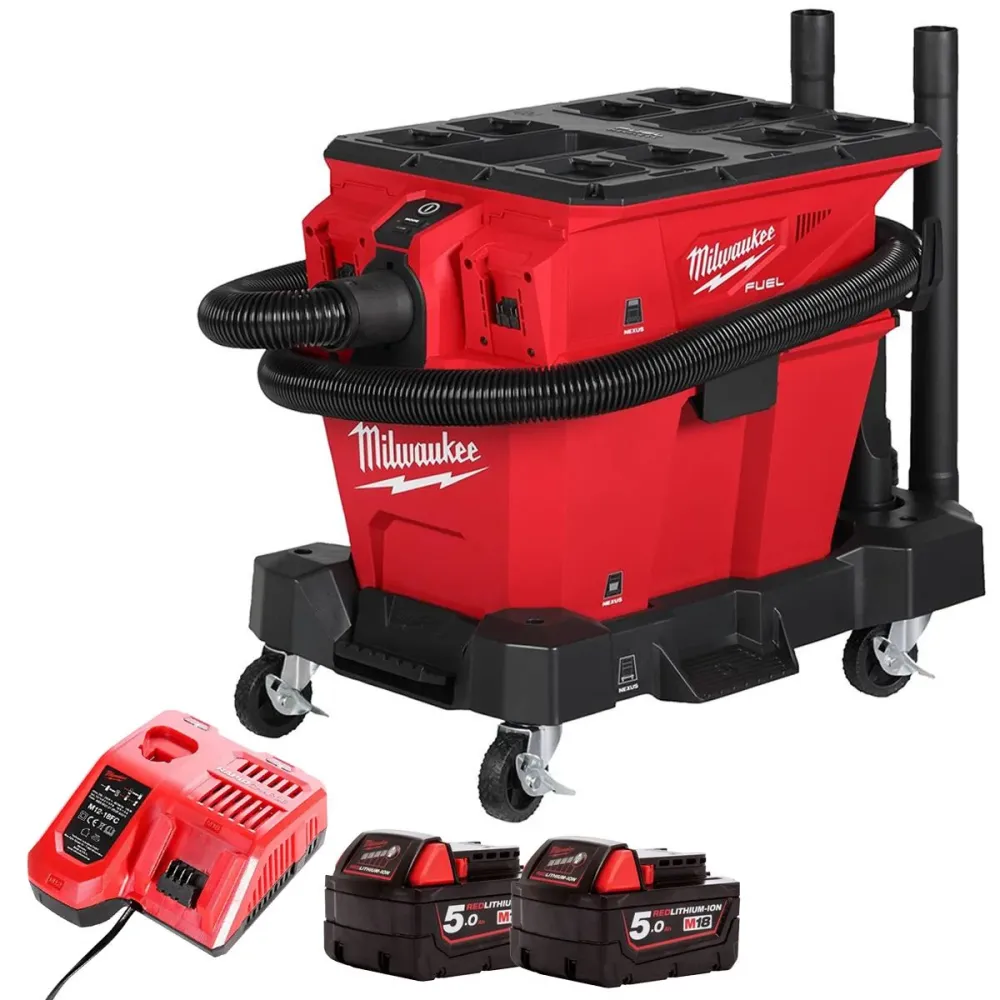 Milwaukee M18F2VC23LG2-0 36V Brushless Wet & Dry Vacuum Cleaner 2 x 5.0Ah Battery & Charger