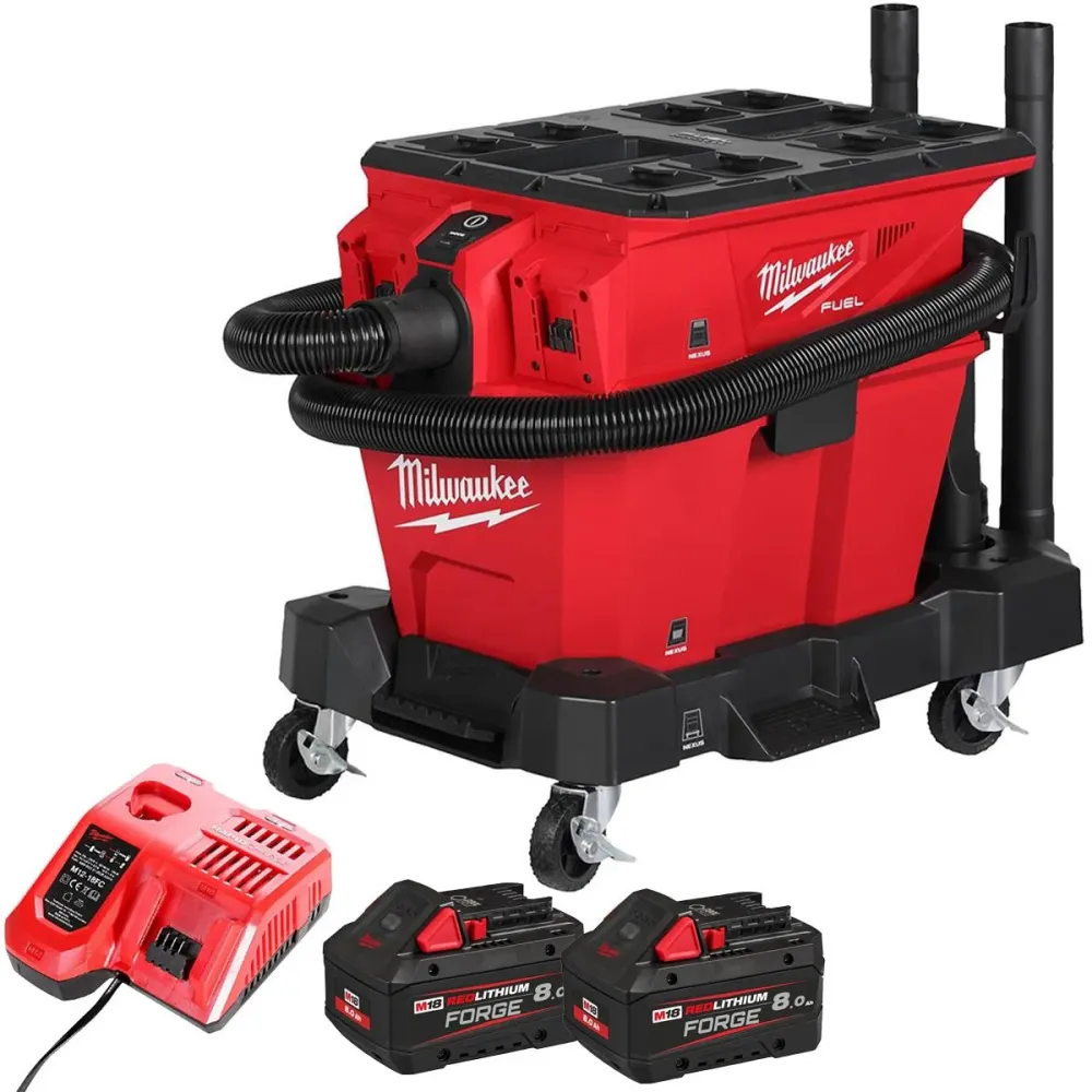 Milwaukee M18F2VC23LG2-0 36V Brushless Wet & Dry Vacuum Cleaner 2 x 8.0Ah Battery & Charger
