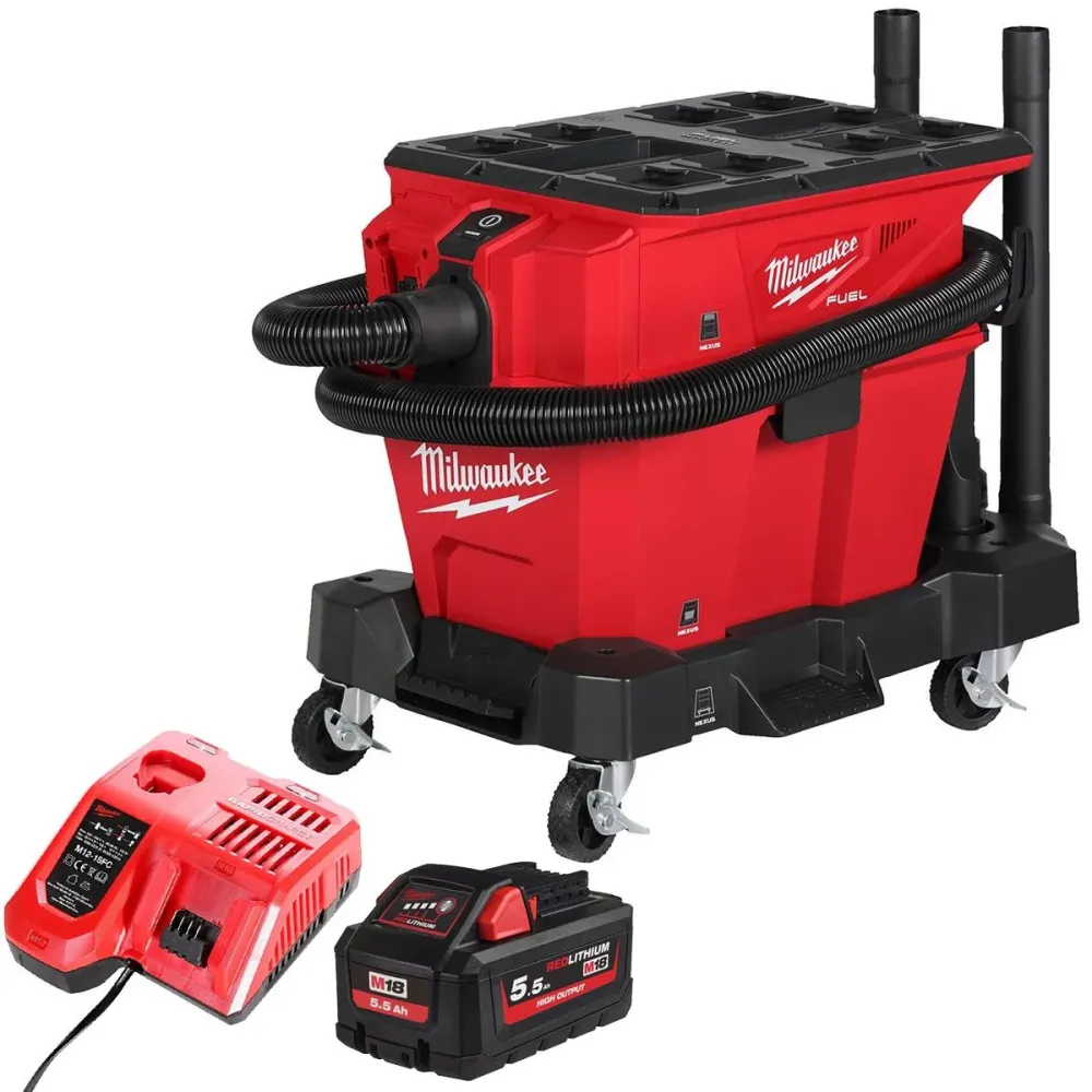 Milwaukee M18FVC23L-0 18V Brushless Wet & Dry Vacuum Cleaner 1 x 5.5Ah Battery & Charger