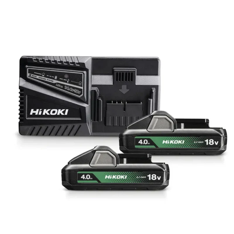 Pack de 2 Batteries 4.0Ah pratique et 1 Chargeur HIKOKI – 2 BSL1840M / 1 UC18YFSL pour stockage extérieur
